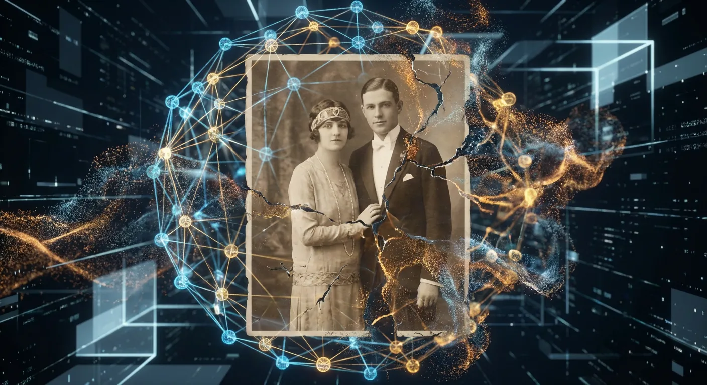 AI technology analyzing and restoring photos