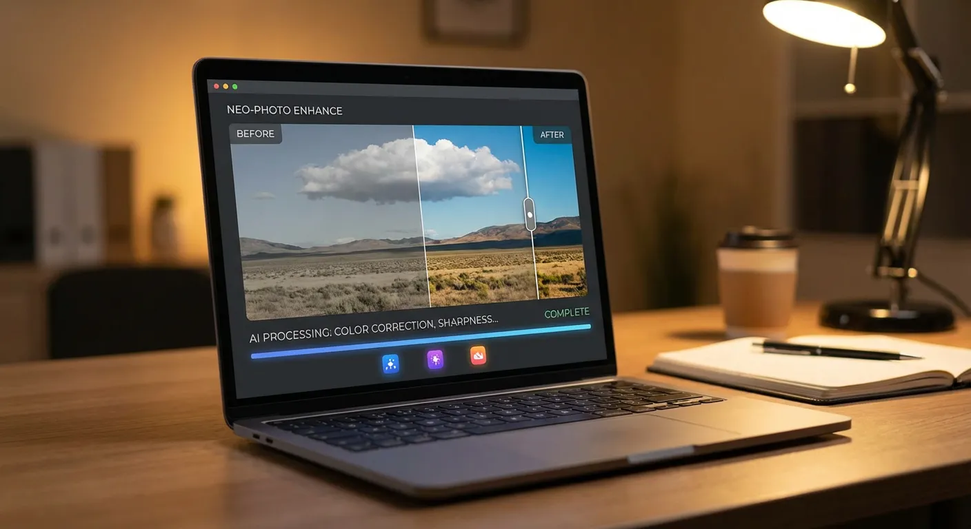 AI image enhancement software interface
