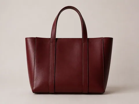 Foto de un bolso de cuero burdeos usada como referencia para el relleno generativo