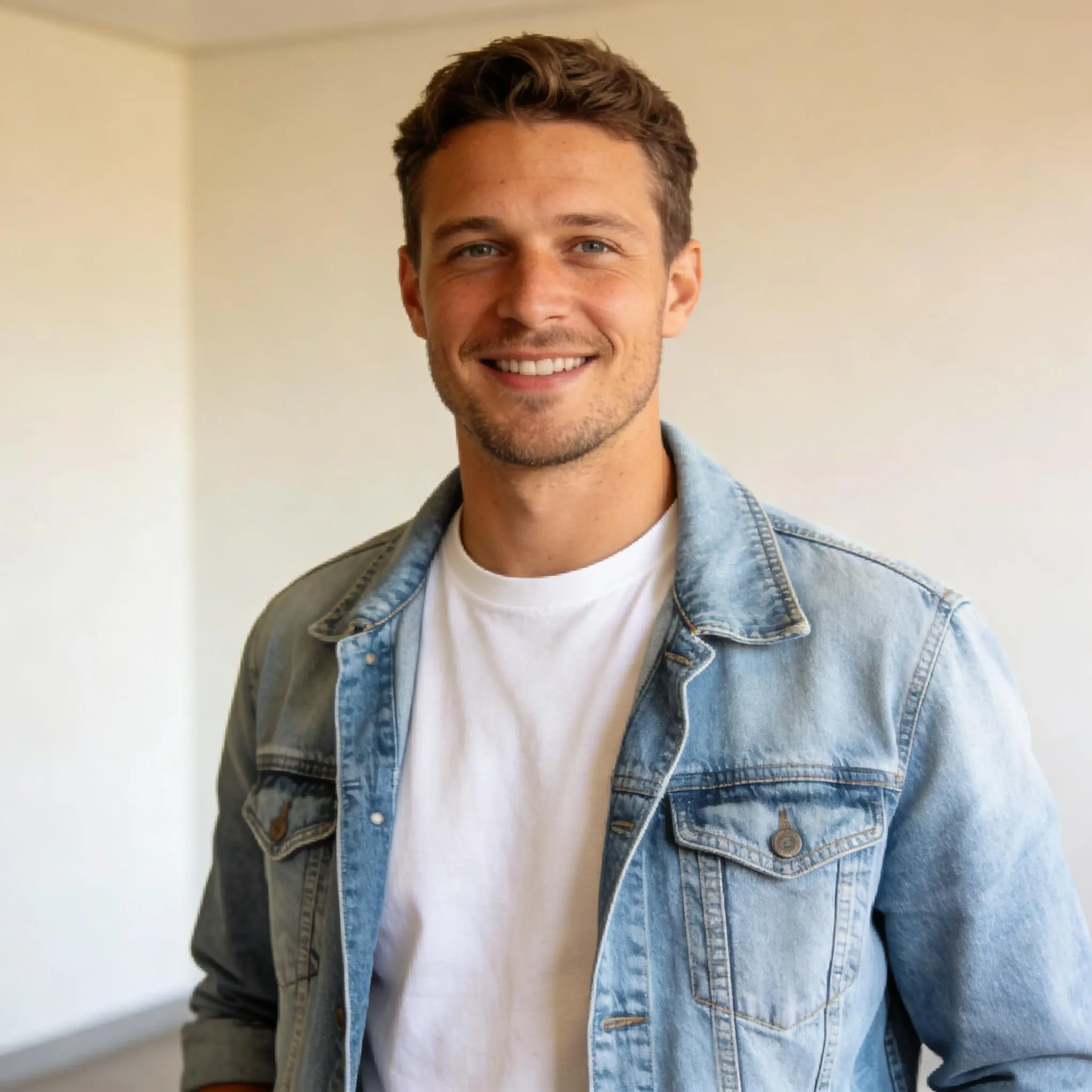 casual selfie before turning into linkedin portrait using ai photo editor with messy background