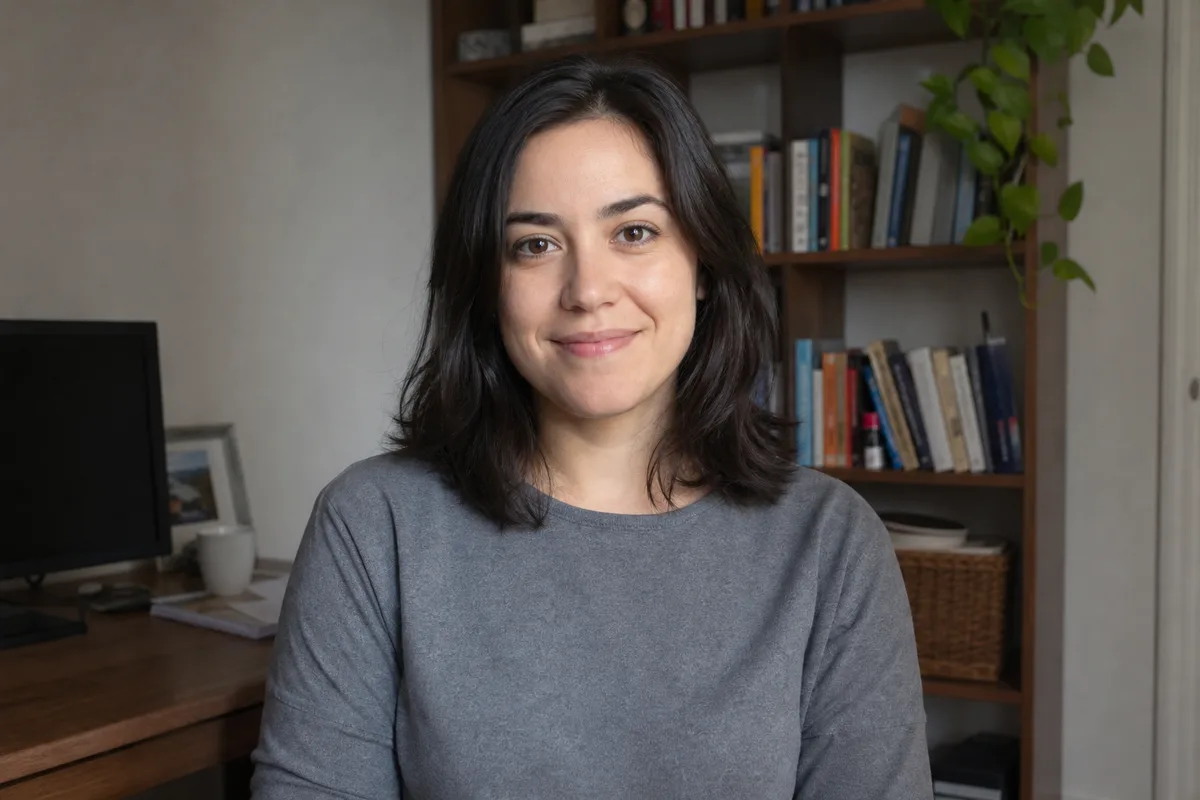 yapay zekayla profesyonel profil fotoğrafına dönüştürmek için ev ofisinde gündelik portre