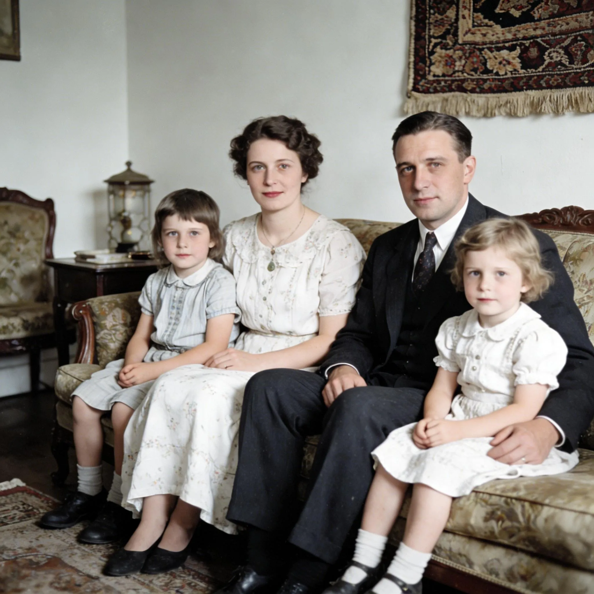 old family photo before enhancement using ai picture editor with poor lighting and distractions