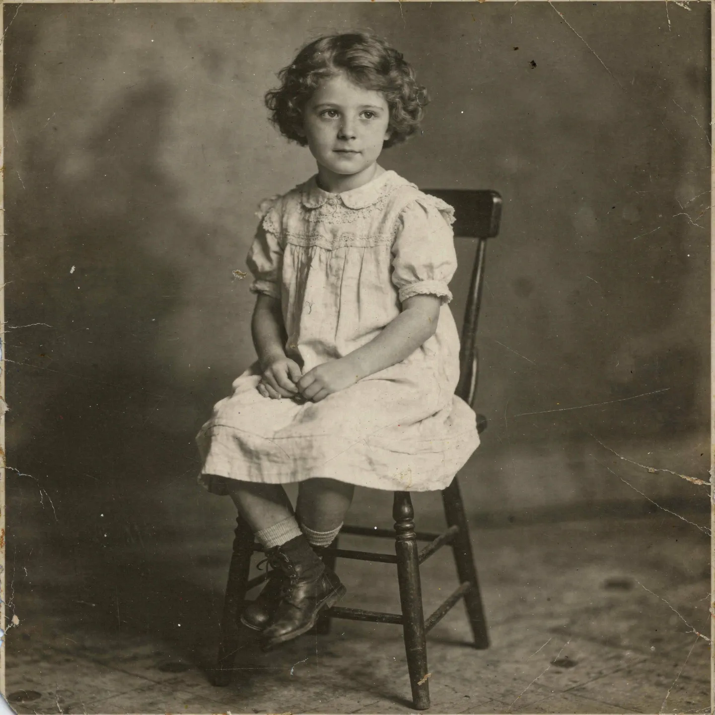 Damaged family photo restoration example