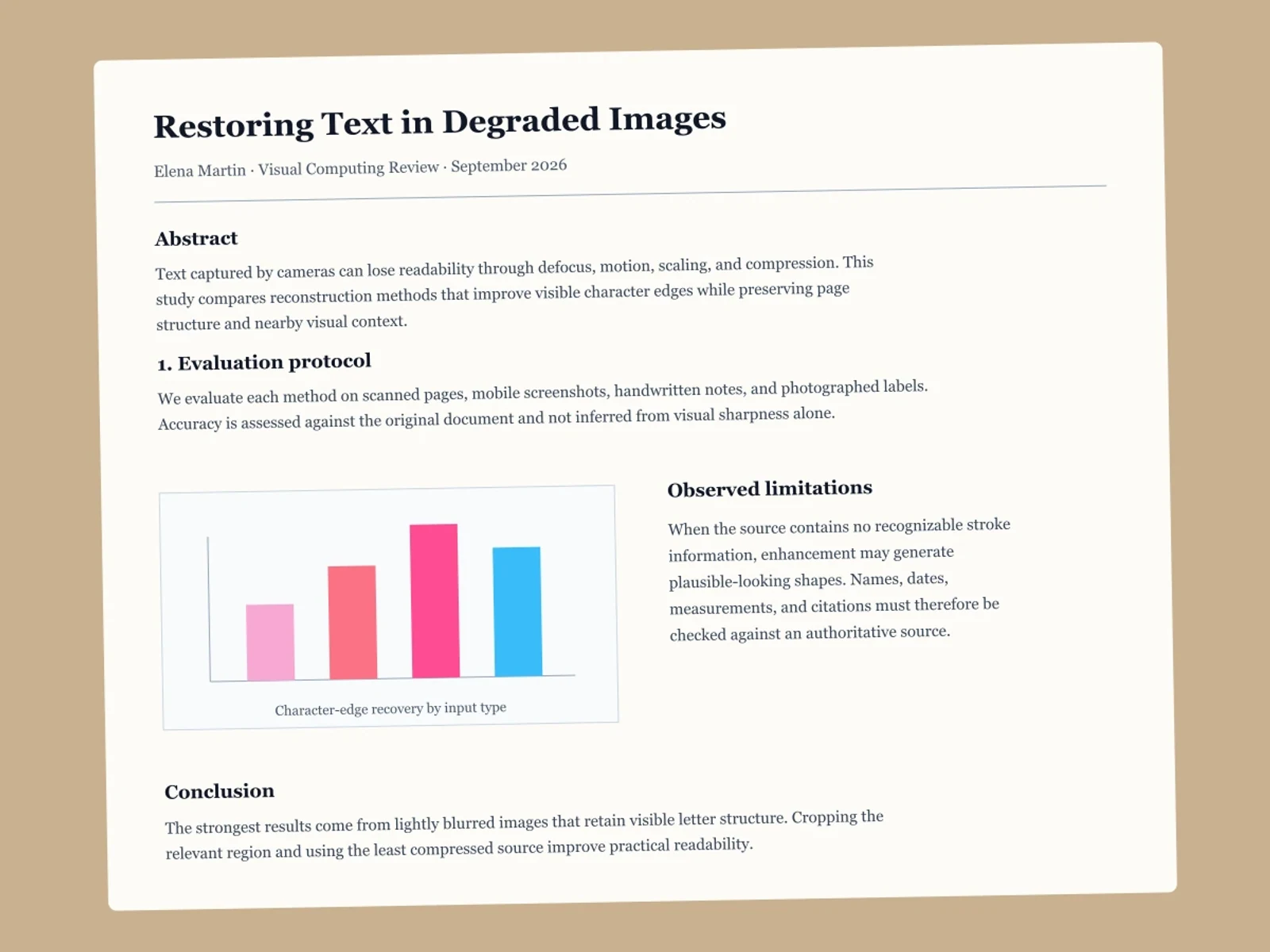 Beispielvergleich von unscharfem und deutlicherem Text in einem Scan