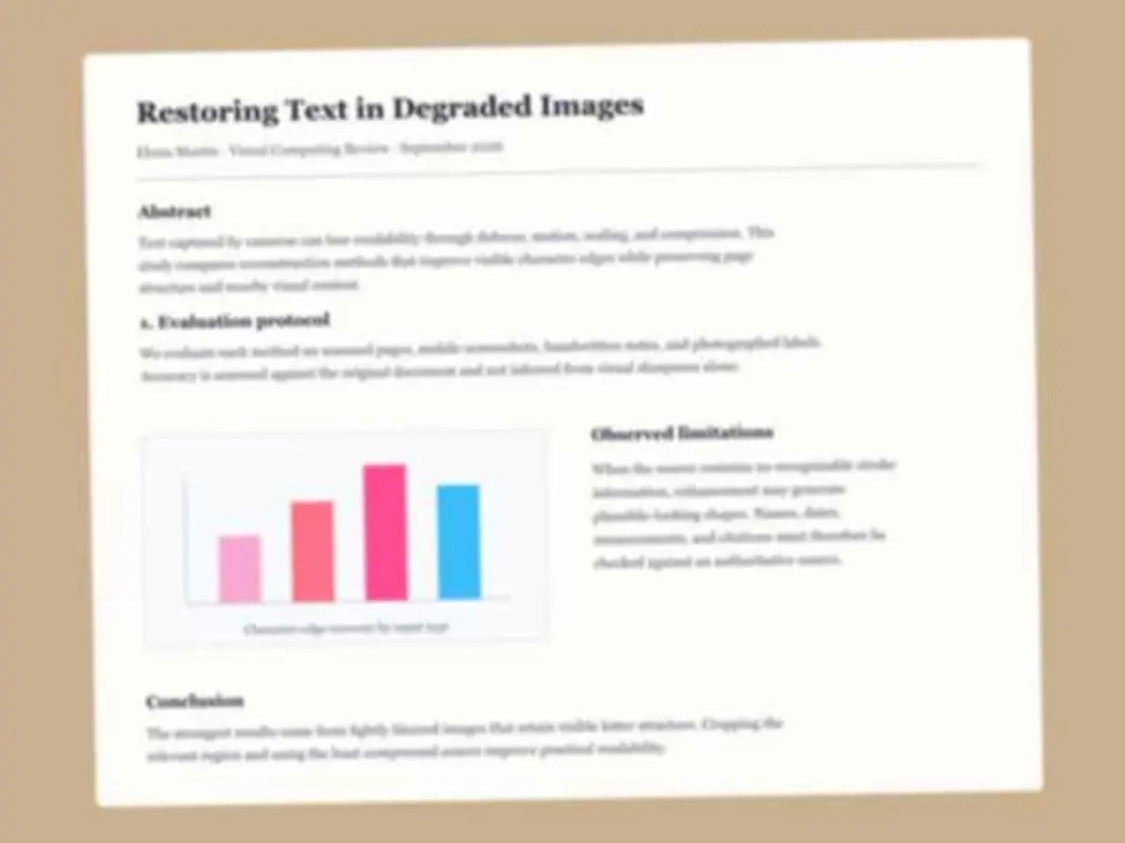 Beispielvergleich von unscharfem und deutlicherem Text in einem Scan